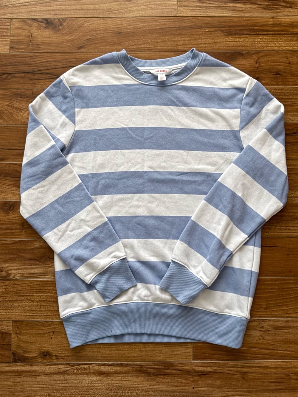 Joe Fresh Blue White Striped Crewneck Sweatshirt Pullover Size S/P